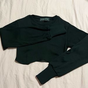 Manière De Voir - Ribbed Underbust Crop Top - Black